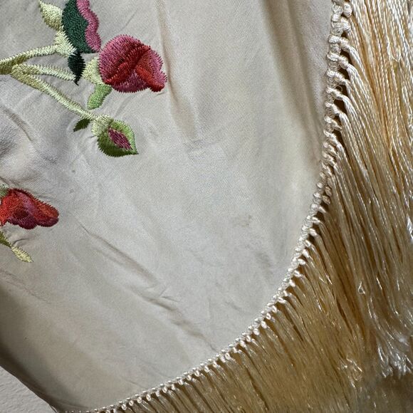 Vintage Ralph Lauren Silk Floral Wrap Fringe Mini Skirt Sz 4 Western Y2K FLAWED - Picture 10 of 12